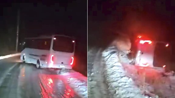 Video: Alūksnes novadā no ceļa noslīd un grāvī apgāžas satiksmes autobuss