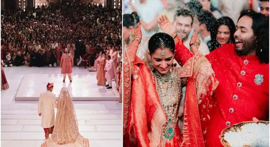 Pēc septiņu mēnešu svinībām Indijas miljardieris Ambani apprecējies zvaigžņotā ceremonijā