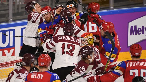 Hokejs, pasaules čempionāts: Latvija - Krievija