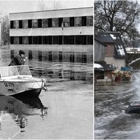 1981. gadā – gumijniekos, šogad – zvejnieka kostīmā, plūdus Jēkabpilī salīdzina vietējie