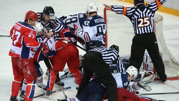 KHL hockey match. CSKA vs. Metallurg Magnitogorsk