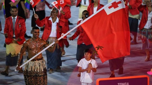 Opening ceremony Rio-2016, Pita Nikolas Taufatofua of Tonga