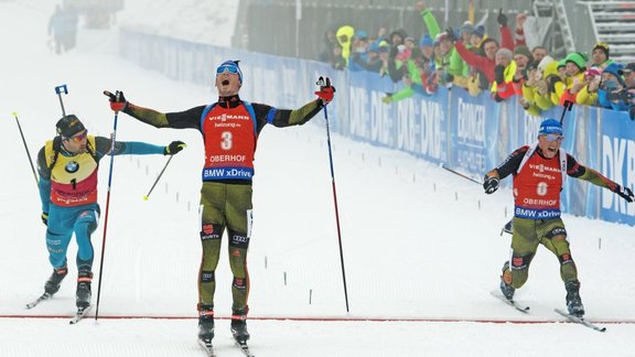 Winner Simon Schempp Germany, Martin Fourcade, Erik Lesser