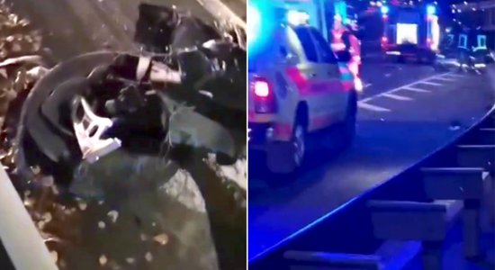 Video: Glābēji uz Dienvidu tilta atbrīvo cilvēku no kūleni apmetuša BMW