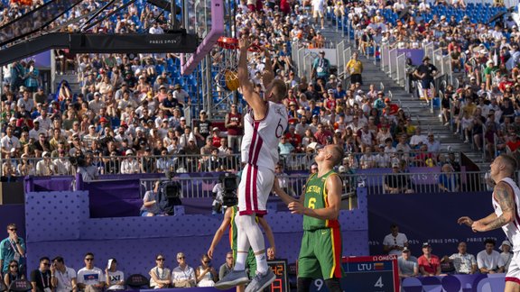 Parīzes olimpiskās spēles, 3x3 basketbols: Latvija - Lietuva