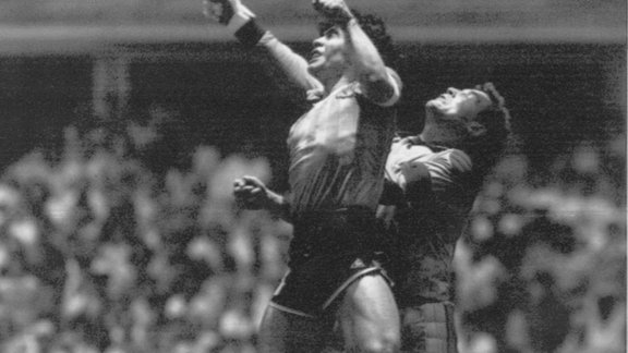 June 22, 1986 Diego Maradona scores goal by hands england goalkeeper Peter Shilton