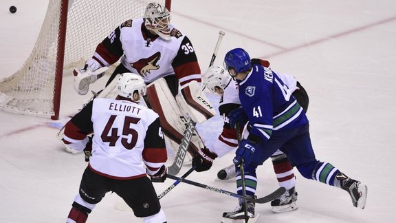 Vancouver Canucks forward Ronalds Kenins against Arizona Coyotes