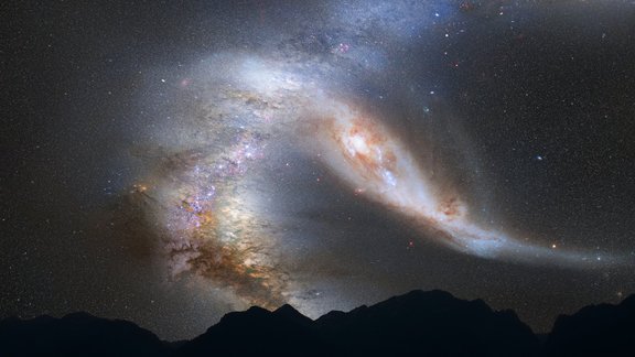 Milky Way galaxy and Andromeda galaxy