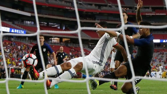 Carlos Bacca Colombia scores past DeAndre Yedlin