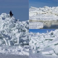 Foto: Iespaidīgie ledus krāvumi Mērsraga piekrastē