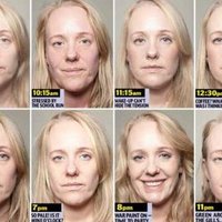 Foto eksperiments - kā dienas gaitā mainās sievietes seja