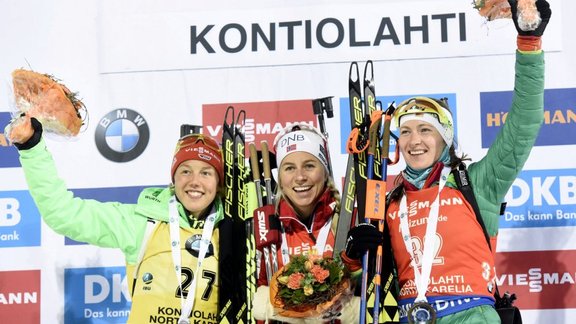 Laura Dahlmeier, Tiril Eckhoff, Darya Domracheva