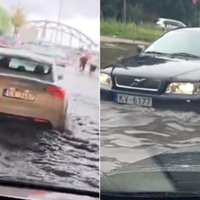 Video: Spēcīgās lietusgāzes appludinājušas Rīgas ielas