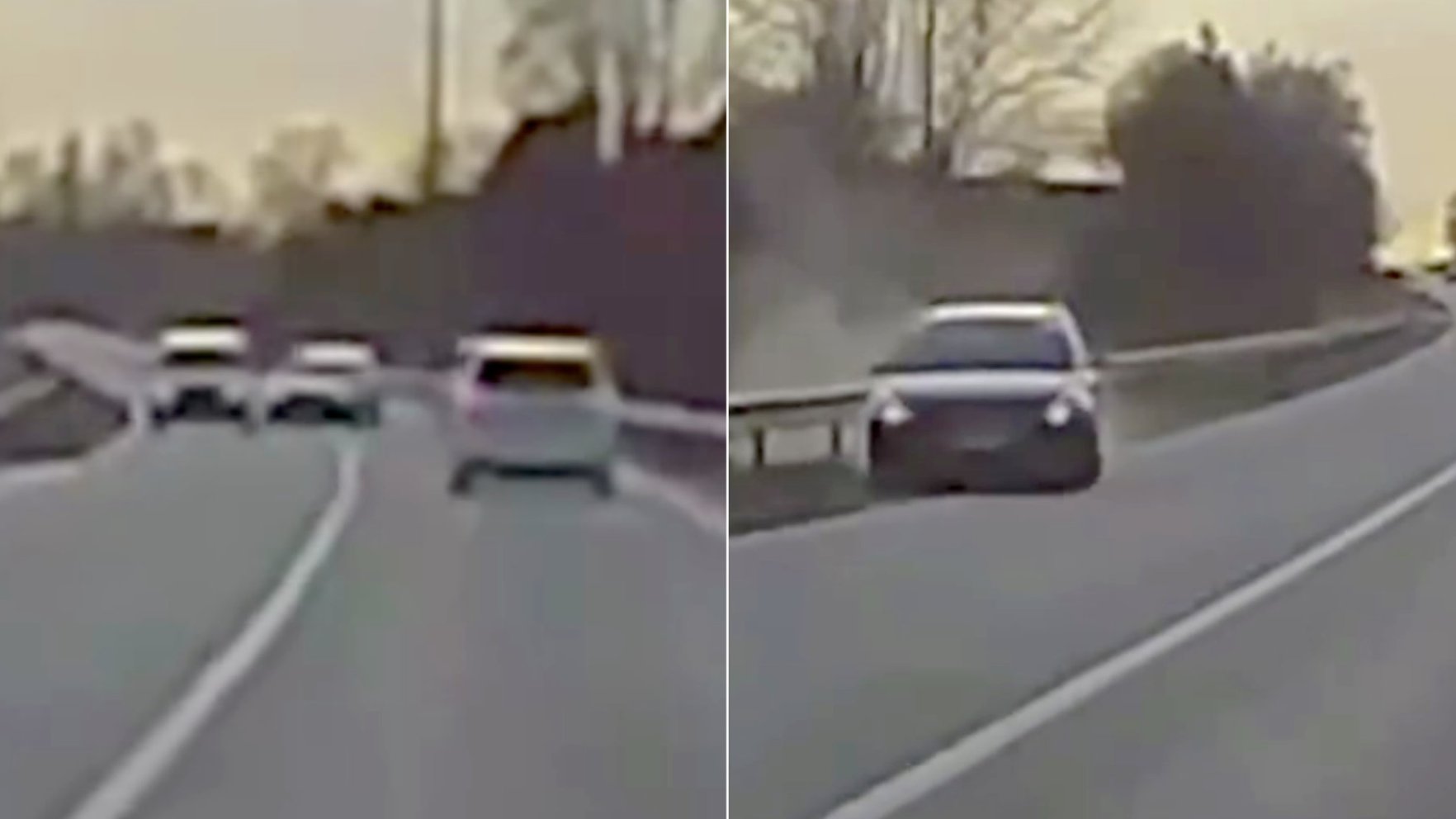 Video: Uz Daugavpils šosejas "Volvo" pārgalvīgi apdzen un ietriecas drošības barjerā