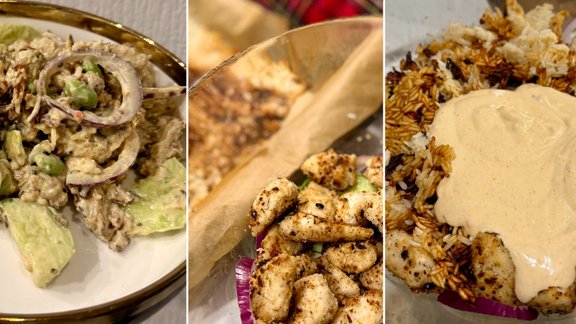 Iespējams, neglītākie, bet bezgala gardie kraukšķīgo rīsu–vistas salāti