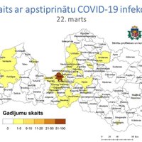 Новая карта распространения Covid-19 в Латвии: больше всего случаев - в Риге и Юрмале