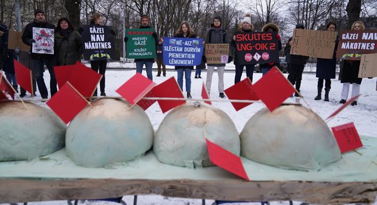 ФОТО. Перед зданием Кабмина прошел пикет против строительства СПГ-терминала в Скулте