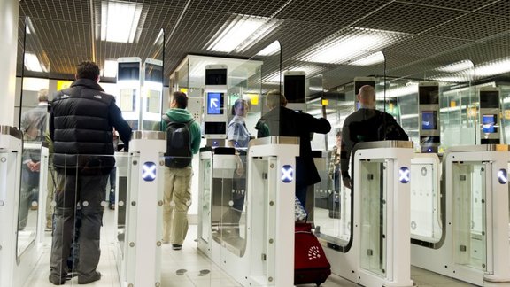 passport control at Amsterdam Schiphol Airport (Registered Traveler system)