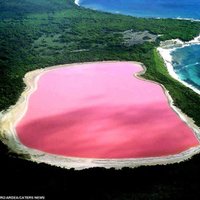 Foto: Rozā toņos iekrāsotais Retbas ezers, kur iegūst tonnām sāls