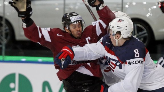 Herberts Vasiljevs and Jacob Trouba (Latvia - USA)