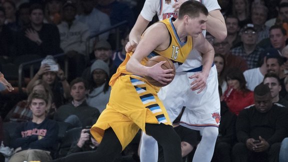 Denver Nuggets forward Nikola Jokic, New York Knicks Kristaps Porzingis