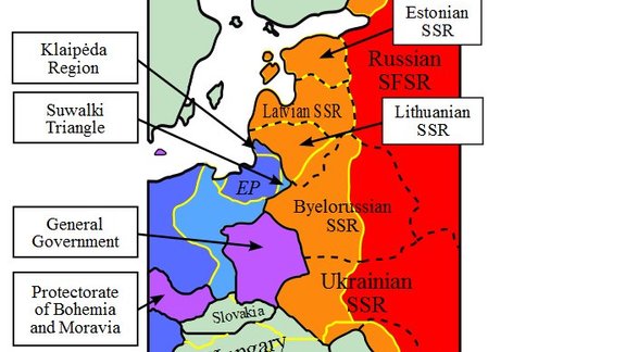 Политическая карта стран Балтии в 1939 -1940 гг.