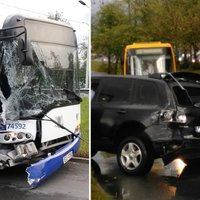 ФОТО: Внедорожник столкнулся с автобусом Rīgas Satiksme - есть пострадавшие