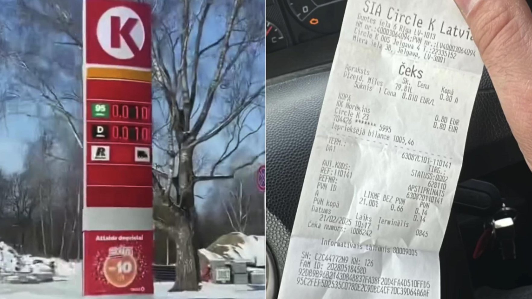 Video: Uz neilgu brīdi Jelgavas "Circle K" degviela maksājusi vienu centu litrā
