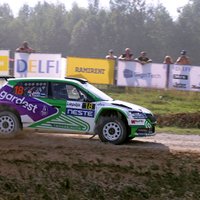 Latvijas rallija čempionātā otrā posma laureāti – Jēts, Bergmanis un Sesks