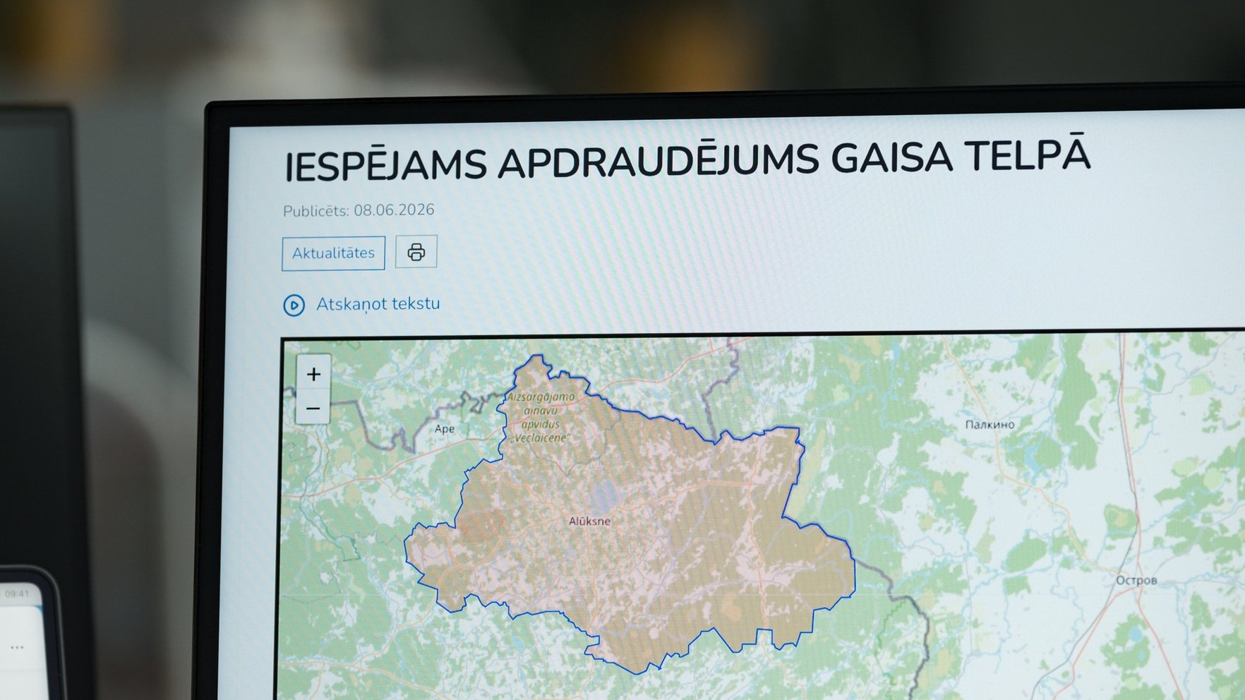 Alūksnes, Balvu un Ludzas novados izziņots gaisa telpas apdr