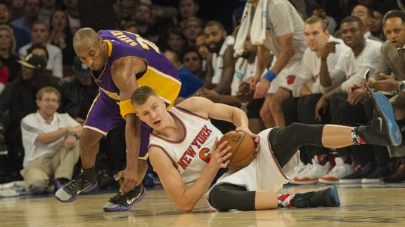 New York Knicks Kristaps Porzingis, Los Angeles Lakers Kobe Bryant