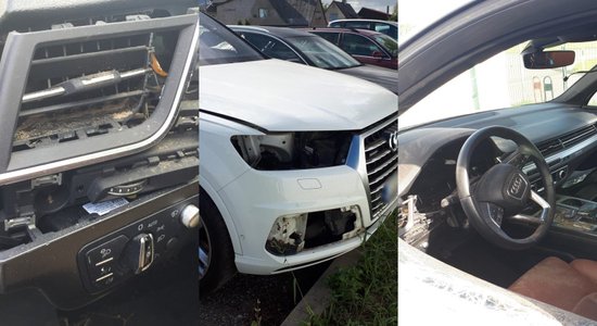ФОТО. Каунас: на стоянке у аэропорта разграбили Audi Q7, ущерб - 40 000 евро