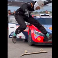 Video: Pasaulē slavenais skeitbordists Madars Apse izklaidē WRC braucējus