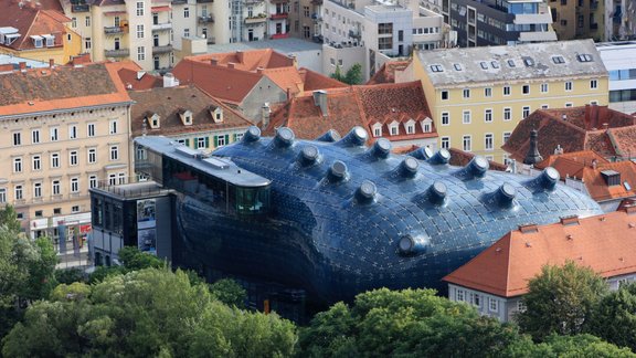 Kunsthaus Graz, view from the Schloßberg Copyright Maleen Diestel