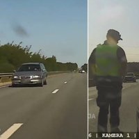 Video: Policija aptur 'Volvo', kas pa Ventspils šoseju traucās ar 180 km/h
