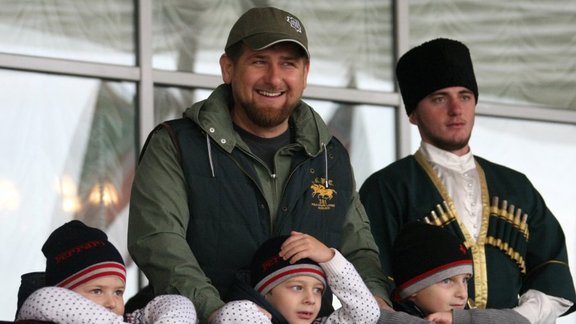 Ramzan Kadyrov with sons Adam, Ali and Akhmed