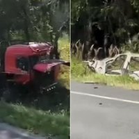 Video: Skultes pagastā kravas un vieglā auto sadursmē viens bojāgājušais (plkst. 21.20)