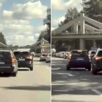 Video: 'Volvo' vadītājs par nelaišanu garām apzināti priekšā nobremzē