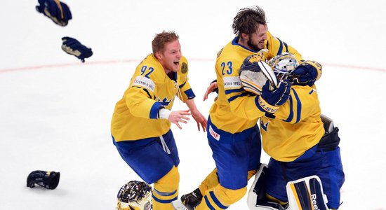 Fotoreportāža: zviedru 'zelta' diena pasaules hokeja čempionātā