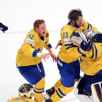 Fotoreportāža: zviedru 'zelta' diena pasaules hokeja čempionātā