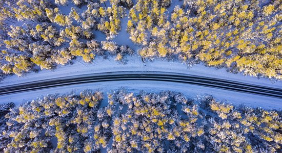 Foto: Ziema uz Latvijas valsts autoceļiem Kurzemē