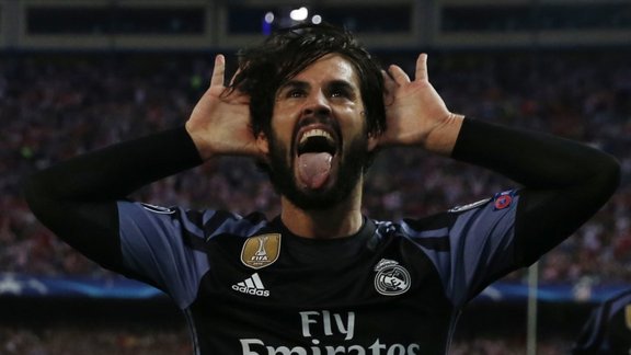 Real Madrid Isco celebrates scoring goal