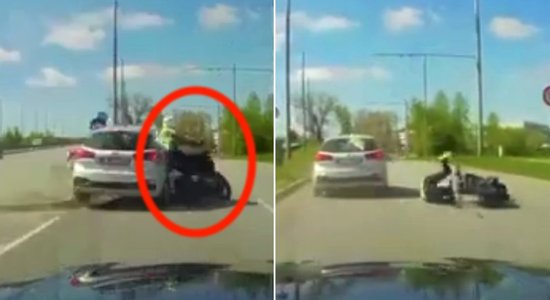 Video: Uz Salu tilta autobraucējs no ceļa nostumj motociklisti