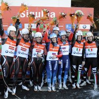 Latvijas stafetes komanda Siguldā kļūst par Eiropas vicečempioniem kamaniņu sportā