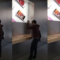 ВИДЕО: Обиженный на Apple француз разбил в магазине десятки iPhone, iPad и MacBook