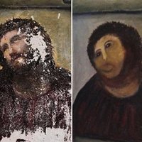 Spānijā draudzes locekle senu Jēzus fresku pārvērš 'spalvainā pērtiķī'