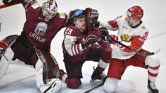 Hokejs, pasaules čempionāts: Latvija - Krievija