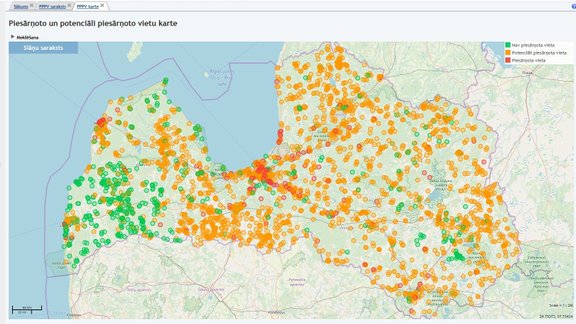 Latvijas piesārņoto vietu karte