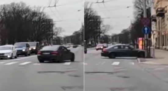 Video: Rīgas centrā jaudīga BMW vadītājs neveikli izrāda savas drifta spējas