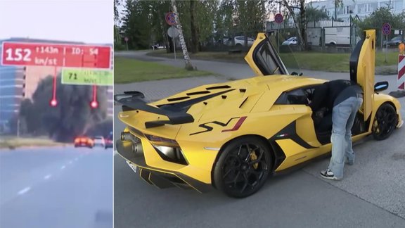 Video: Ar 152 km/h pa Rīgas centru ar "Lamborghini"; piemēro minimālo sodu